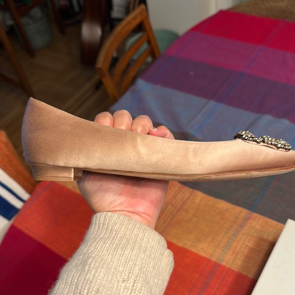 Manolo Blahnik Women's Nude satin hangisi flat size 41.5 - Picture 6 of 11